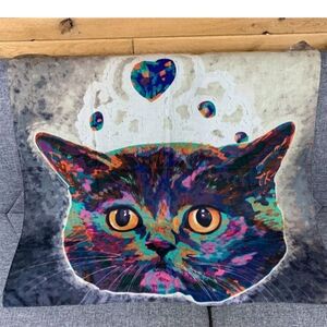Colorful Cat Art Print Whimsical Fashion Scarf 35" x 35"